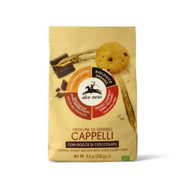 Alce Nero BIO Cappelli búza keksz csoki darabokkal 250g