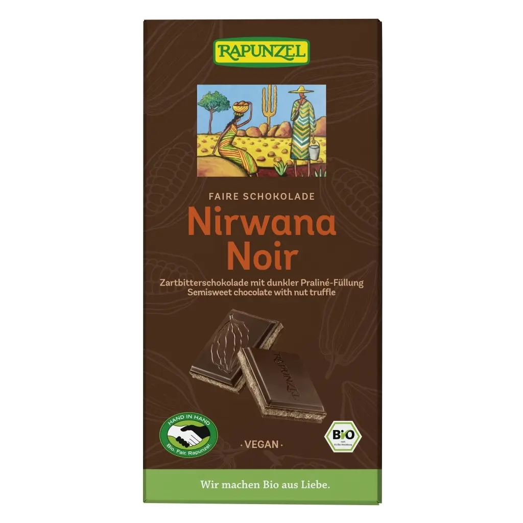 Rapunzel Nirwana Noir keserű töltött csokoládé BIO 100g